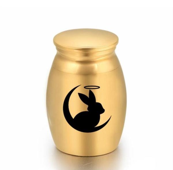 

16x25mm moon festival cremation ashes urn pendant rabbit aluminum alloy funeral jar for pet human memorial urn67628938955845, Silver