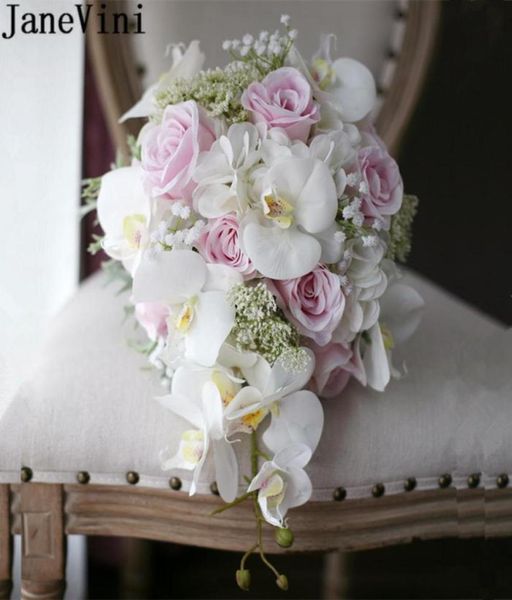 

janevini 2018 waterfall artificial phalaenopsis wedding flowers bouquets for brides droplets vintage pink white bridal bouquet de 5647126