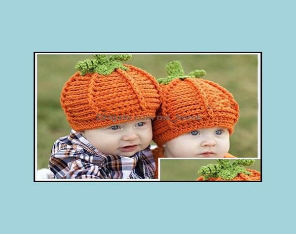 

new arrival baby pumpkin hats crochet knitted kids po props infant costume winter halloween gift drop delivery 2021 caps accessori3811992, Yellow