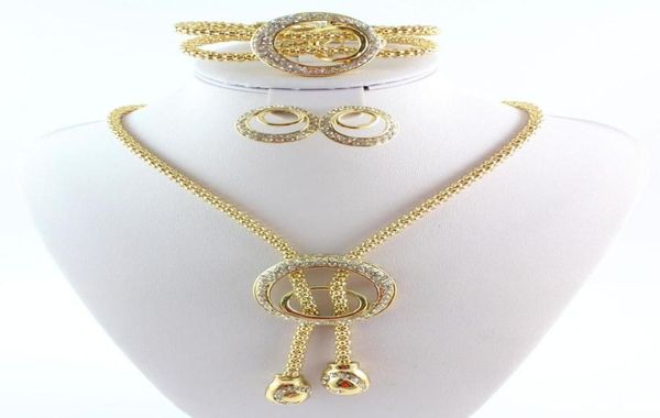 

fashion gold plated chain crystal necklace bracelet ring earrings jewelry sets4686548, Slivery;golden