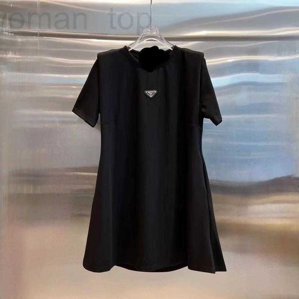 

basic & casual dresses designer p family 23 summer new fashion classic triangle decoration korean version lazy short sleeve dress ybc7, Black;gray