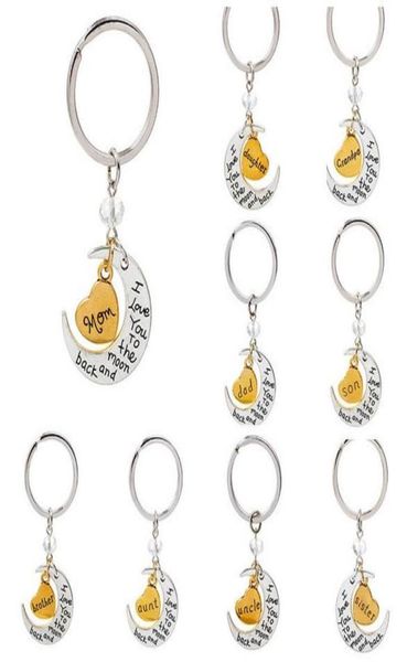 

ship new i love you to the moon and back keychain key ring set 10 style 7158248, Silver