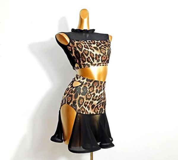 

stage wear 2021 latin dance dress women dl504 leopard and skirt performance costume dancing cloth belly chacha ballroom dress9389389, Black;red