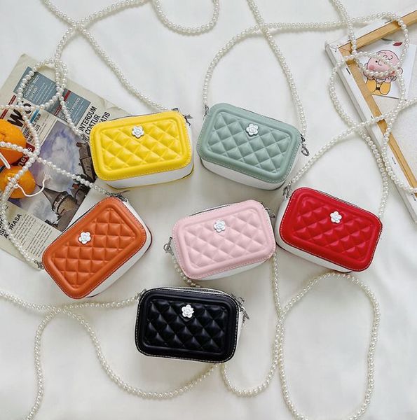 

children's handbags fashion little girl princess single shoulder crossbody bag western girl pearl purse, Black