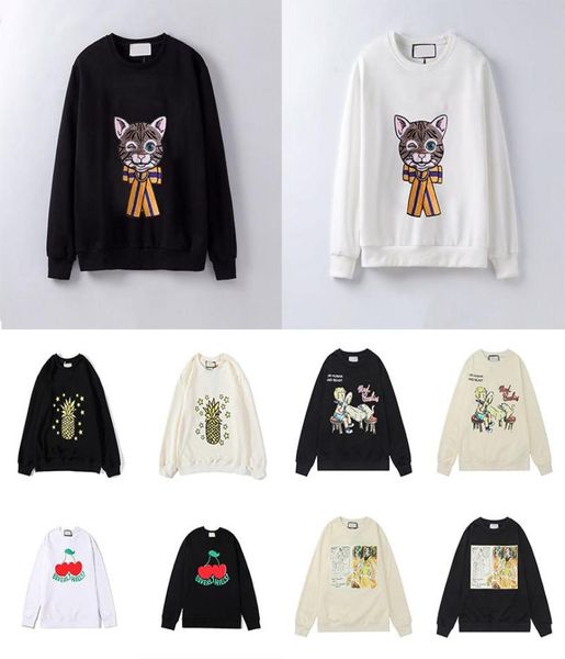

21ss womens mens hoodies fashion cat animal autumn and winter men039s long sleeve hooded pullover clothes sweatshirt1036972, Black