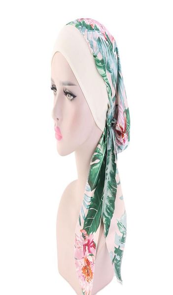 

2020 fashion printed flowers women inner hijabs cap muslim head scarf turban bonnet ready to wear ladies wrap under hijab caps8583656