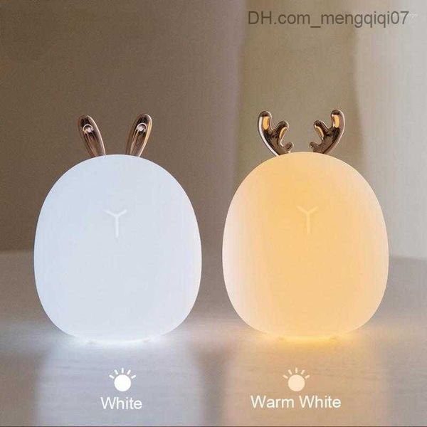 

lamps shades night lights deer led light silicone animal cartoon dimmable lamp usb rechargeable for children kids baby gift bedside bedroom