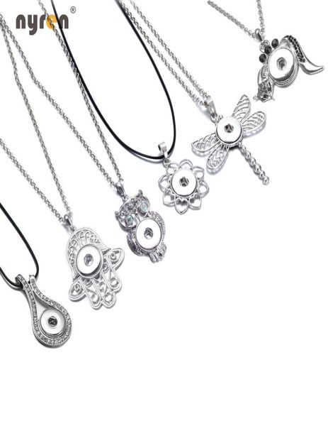 

new arrival 24pcs/lot pendant necklaces for women with chain fit 18mm snap button jewelry dz0225-302909847, Silver