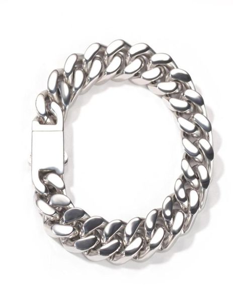 

gold cuban link chain bracelet fashion stainless steel hip hop jewelry mens silver bracelets5121072, Black