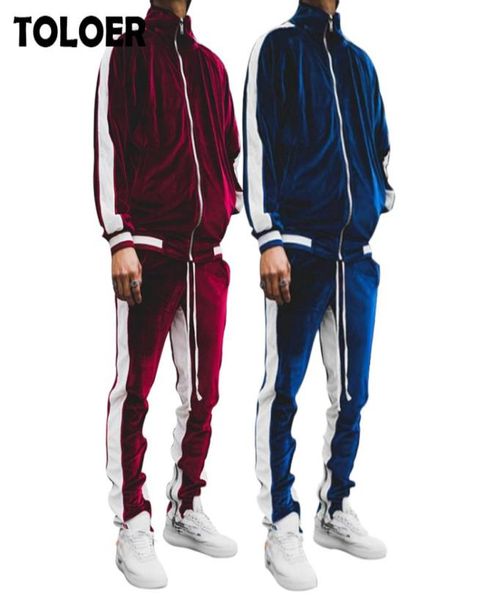 

gold velvet tracksuit men039s set autumn winter sport suit male plus velvet thick hoodies pants warm sweatshirt winter sportsw3851059, Gray