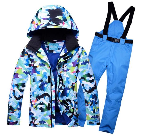 

hooded mens ski suit camo snow jacket winter outerwear waterproof male skiing snowboarding clothes sets for men thermal c1811230143184483