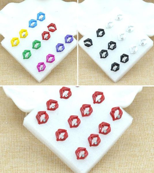 

earrings for women whole red mouth pink love lip rhinestone simulated stud earrings for women jewelry stud earrings1334389, Golden;silver