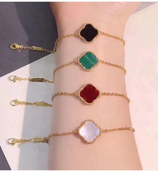 

1 flower deisgner bracelets clover bracelet 4four leaf clover luxury jewelry 18k gold bangle bracelet for women men gold chain elegant jewel, Golden;silver