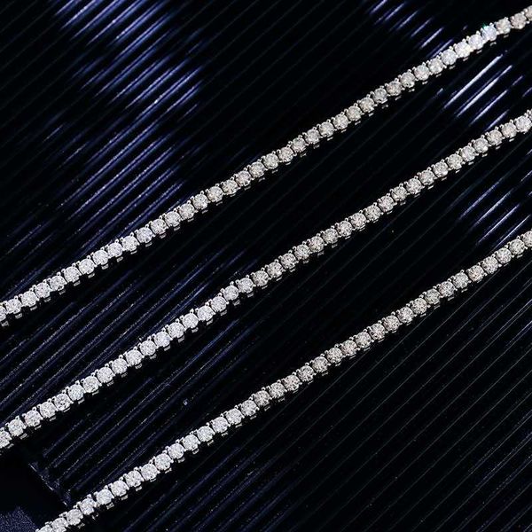 

hip hop fashion jewelry fine iced out 4mm 6/7/8 inches 925 sterling silver vvs moissanite tennis chain couple bracelet