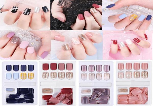 

30pcs false nail artificial tips for decoration with designs press on nails stickonnails manicure tools detachable fake nails8112213, Red;gold