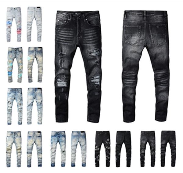 

new mens jeans fashion skinny straight slim ripped jean elastic casual motorcycle biker stretch denim trouser classic pants jeans 1270984, Blue