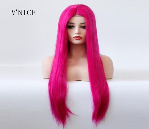 

middle part wig hand tied rose red color straight heat resistant hair cosplay drag queen glueless synthetic lace front wigs y190712307575