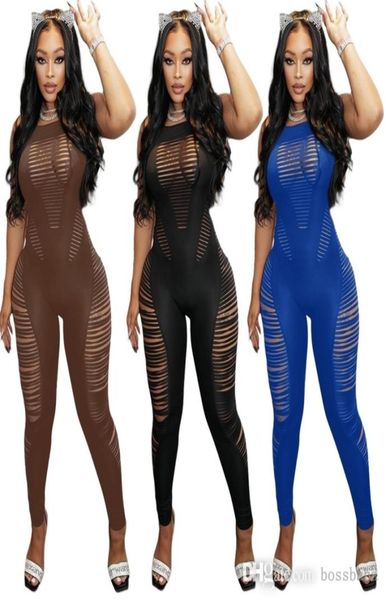 

women 2022 new arrivals jumpsuits nightclub wear hollow out burnt flower nightclub jumpsuit designer clothing4992778, Black;white