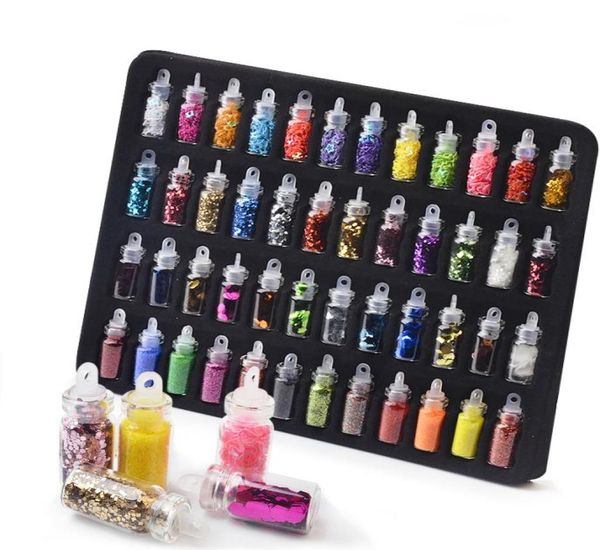 

48 bottles nail art rhinestones beads sequins glitter tips decoration tool gel nail stickers mixed design case set8834523, Silver;gold