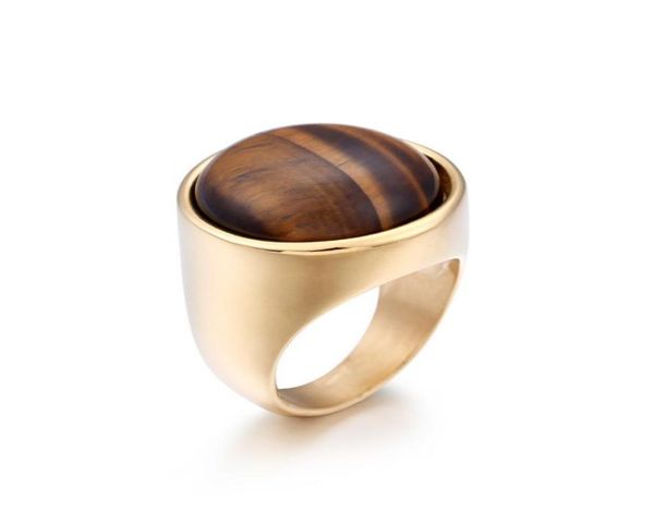 

men women wide band jewelry titanium steel natural stones agate amethyst pink quartz tiger eye opal gems stone 18k gold ring2625938, Silver