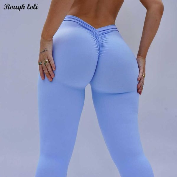 

nylon v back booty yoga pants for women scrunch butt leggings workout gym tights sports legging active wear, Black