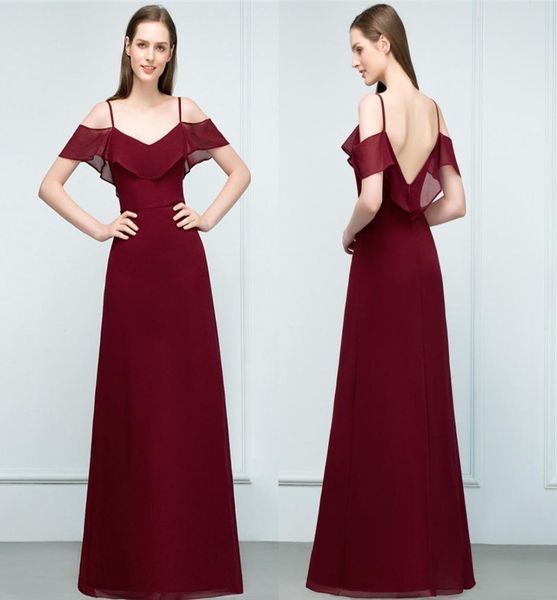 

elegant burgundy bridesmaid dresses off shoulder chiffon formal maid of honor gown 2019 cps8044146031, White;pink