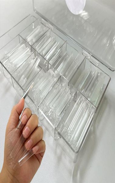 

500pcs box xxl straight square long acrylic nail tips no c curve half cover artificial false tip nails tool 220307265s8914992, Red;gold