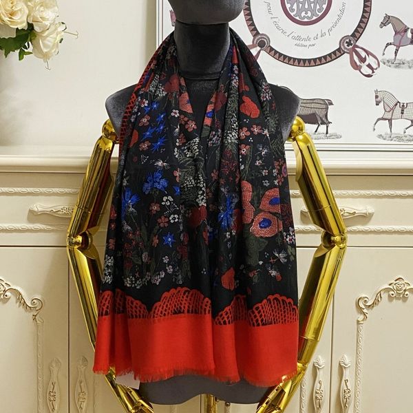 

women's square scarf scarves shawl 100% cashmere material thin and soft print flowers pattern size 130cm -130cm, Blue;gray