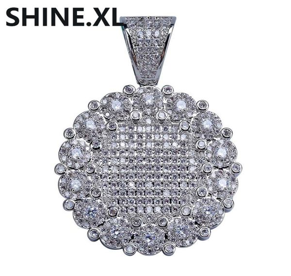 

hip hop round cluster medallion gold pendant necklace chain charm silver color bling cubic zircon men women for gift8382858