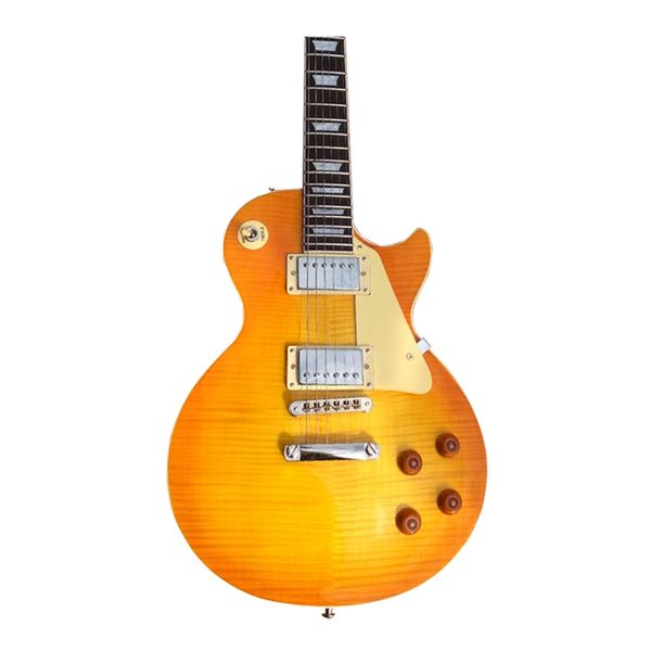 

classic lp lemon color standard electric guitar, flame wood