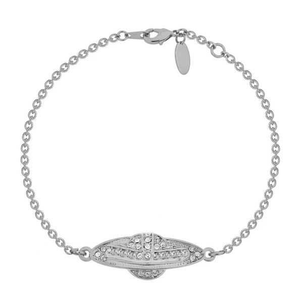 

925 silver saturn pendant bracelet luxury full diamond ladies designer bracelet for wedding jewelry between lovers, Black