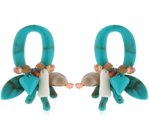 

boho flower women dangle statement earrings resin charms coral layers beads drop vintage ethnic jewelry ace004 chandelier6762937, Silver