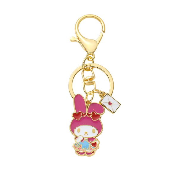 

anime cats kuromi melody drip oil metal ball bell keychain key ring accesssory, Blue