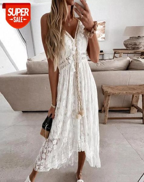 

dress elegant tassel v neck women long fashion summer sleeveless strap party hollow out crochet lace beach pz5y2876813, Black;gray