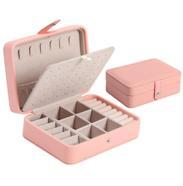

2022 pu leather jewellery storage earring boxes jewelry box display case organizer packaging storage for home travel girl gift95283414286, Black;white