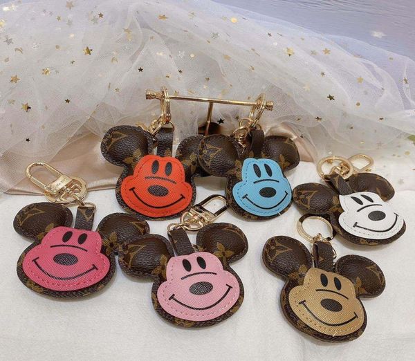 

cute mouse designer keyrings pu leather luxury keychains jewelry animal pendant bag charms key chains car keys holder fashion acce3165815, Slivery;golden