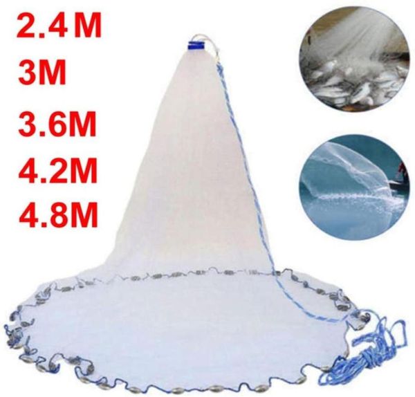 

fishing accessories 24m 48m net with sinker network hand throw small mesh cast catch fish gill tool usa style8718164
