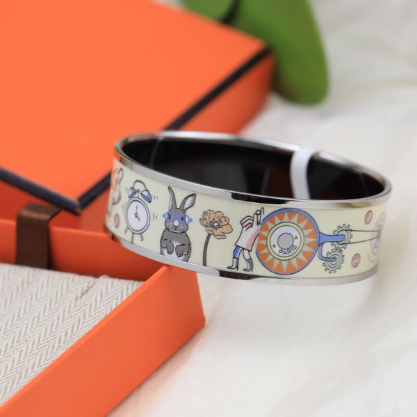 

enamel clic bangle for women charm bracelets rabbit horse 20mm enamel cuff new arrival white enamel, Golden;silver