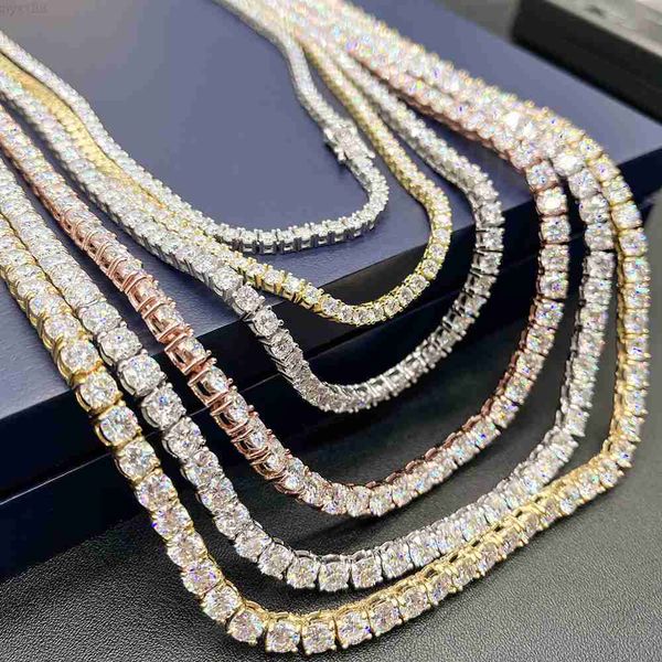 

pass diamond test 3mm--5mm wide hiphop jewelry 925 silver gold plated moissanite diamond tennis necklace/bracelet chain