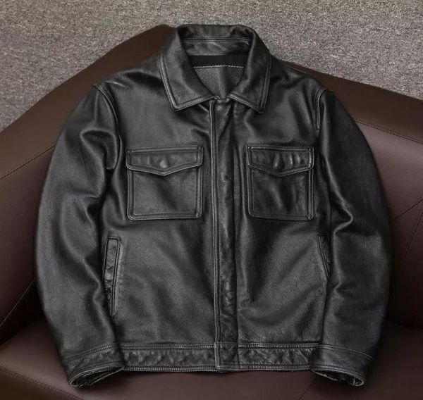 

men039s jackets 2021 spring autumn men fashion vintage cowhide coat classic plus size slim fit leather clothes genuine jacket8998547, Black;brown