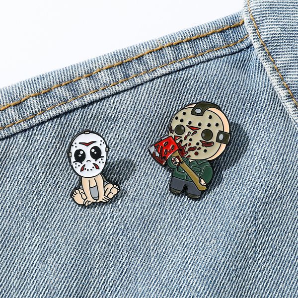 

halloween horror dark character brooch cute anime movies games hard enamel pins collect cartoon brooch backpack hat bag collar lapel badges, Blue
