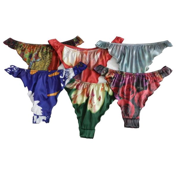 

6pcs flower 100 pure silk women039s bikini string thong panties8898168, Black;white