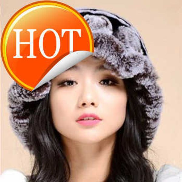 

beaver rabbit hat in winter female leather warm hat rabbit fur hats, Blue;gray