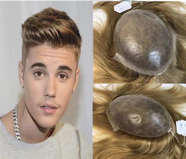 

high quanlity blonde human hair mens toupee full pu toupee for men european natural hair 613 silky straight men hairpiece replacem1384231, Black