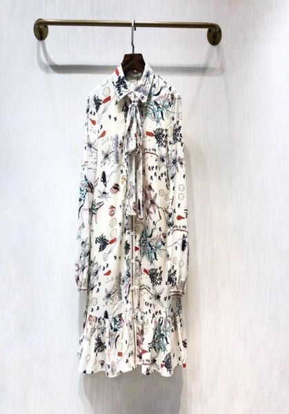 

milan runway dress 2020 lapel neck long sleeves designer women dress high end print vestidos de festa 78226298646, Black