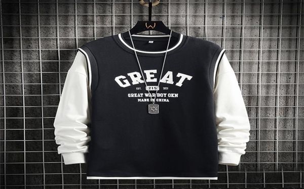 

mens hoodies sweatshirts mens sweatshirts hoodies casuafake two pieces sweatshirt men long sleeve letter print sweatshirt for men autumn pul, Black