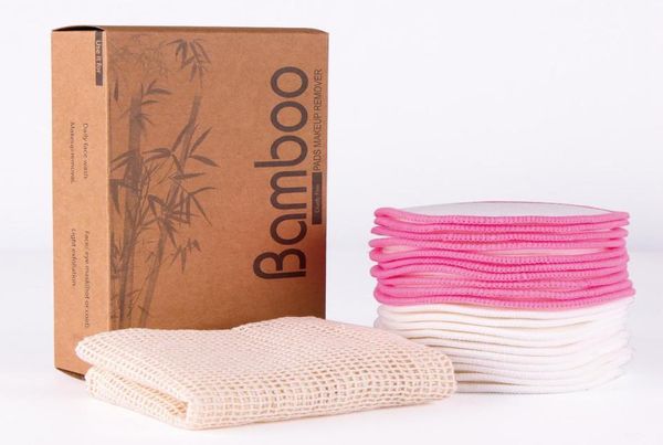 

20 pcs reusable makeup remover pads pink white facial cleansing bamboo with laundry bag makeup remover cotton rounds4371774