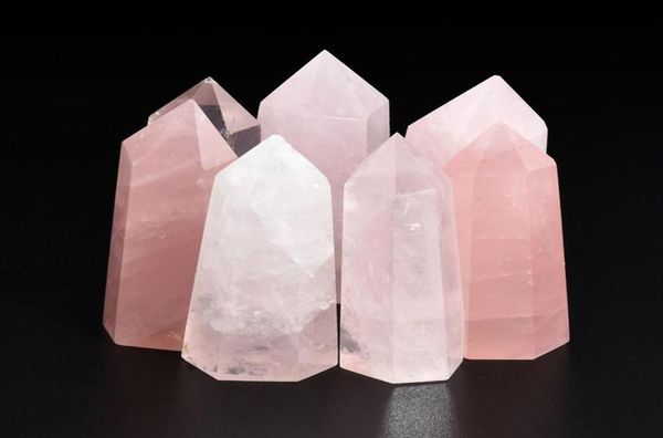 

1pc large 100 natural rock pink rose quartz point healing crystal stone 5060mm and 7075mm handmade home decor gemstone c19021603202263, Black
