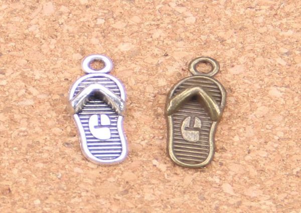 

89pcs antique silver plated bronze plated flip flops slipper charms pendant diy necklace bracelet bangle findings 218mm6276997, Bronze;silver