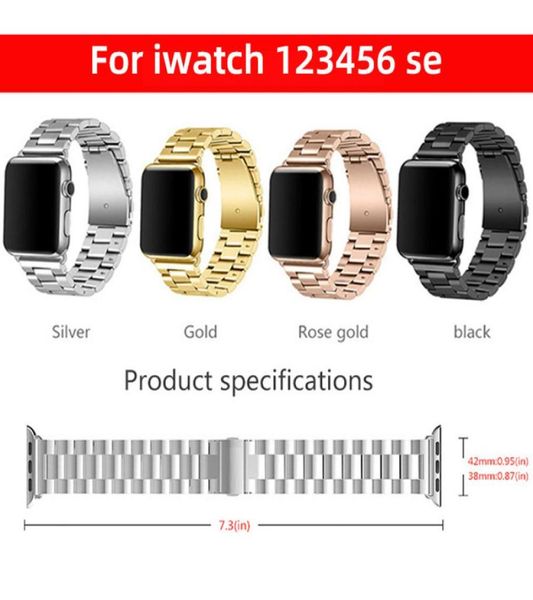 

suitable for iwatch se metal bands apple 2 3 4 5 6 threebead stainless steel watch band chain bracelet straps3607430, Black;brown
